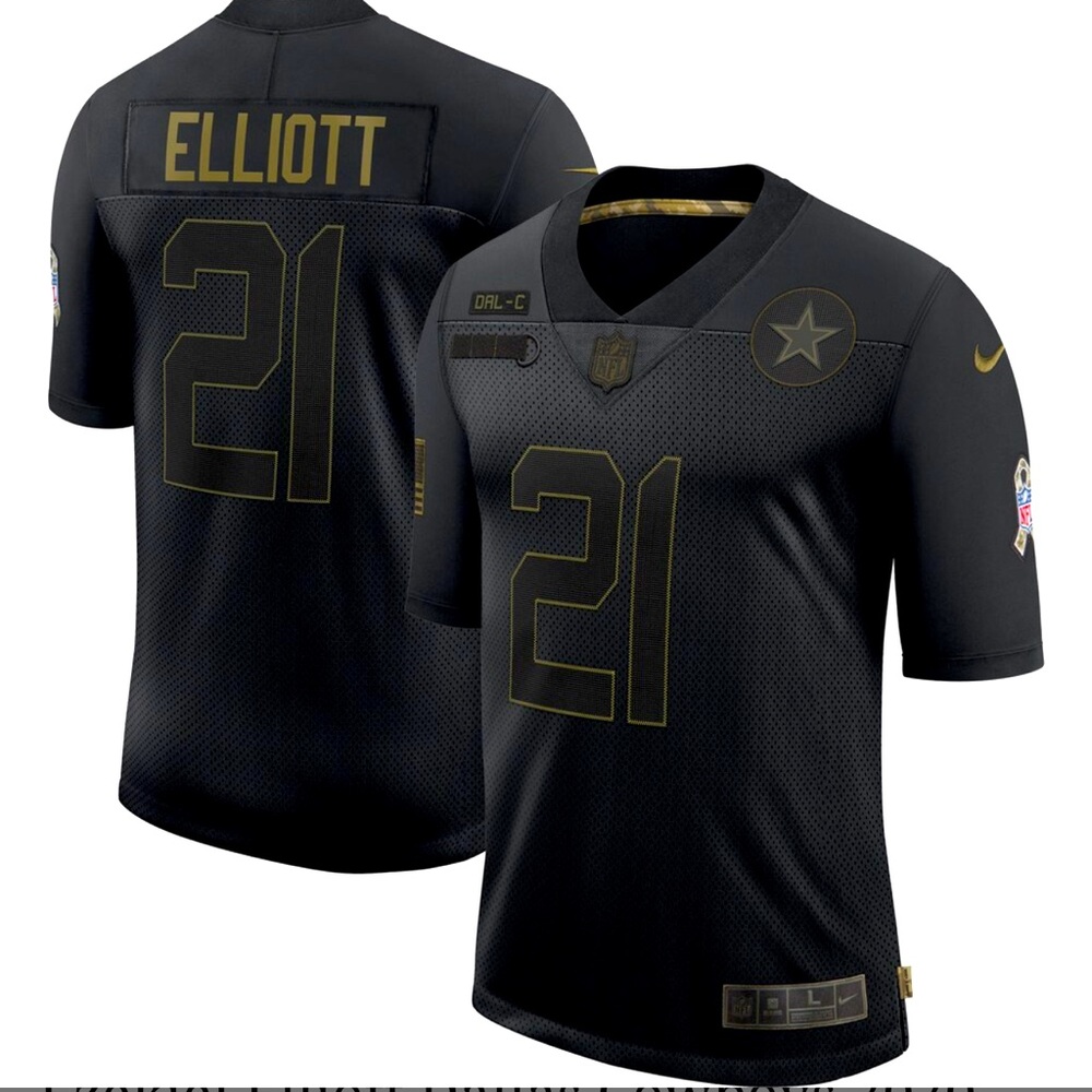 Ezekiel Elliott Dallas Cowboys 2020 Salute To Service Limited Jersey – Blac